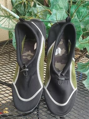 Black and Olive Green Water Shoes - Slip-On Aqua Socks